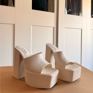 Steve Madden Trixie Cream Leather Platforms